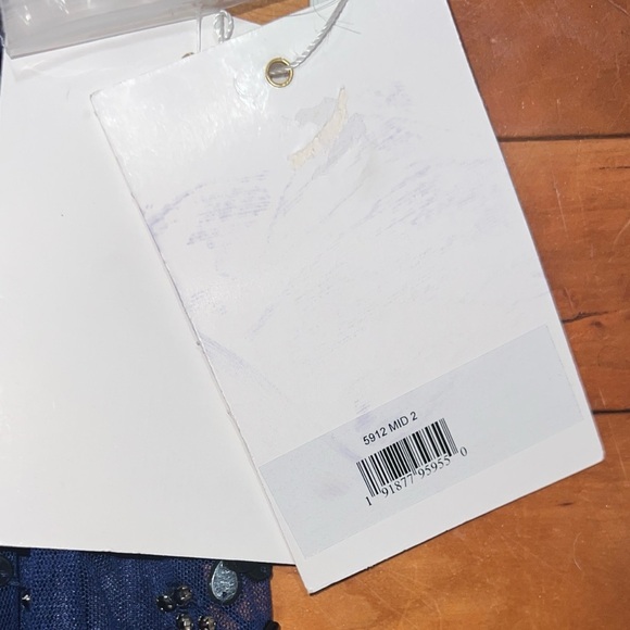 MAC DUGGAL 5912 NWT Navy One Shoulder Puff Sleeve Embellished Column Gown - Picture 7 of 7